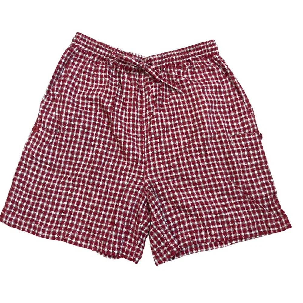 Vintage 90s Northern Reflections Pull On Gingham Flower Print Shorts M - Picture 1 of 10